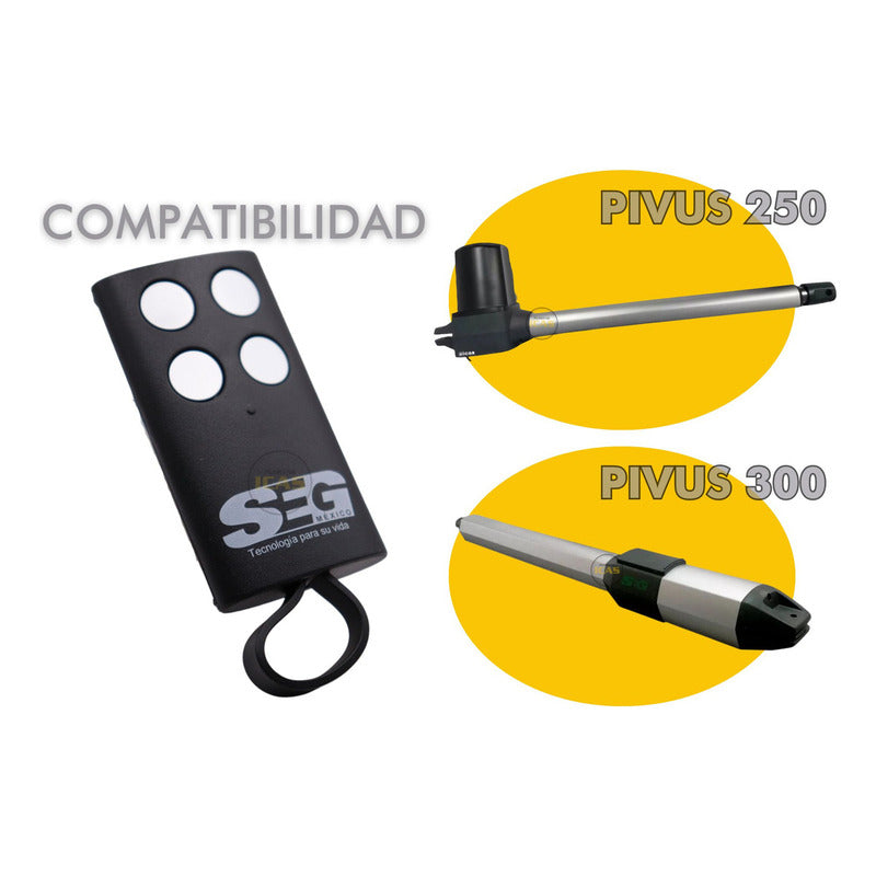 Control Seg Para Automatización De Portones Pistones Pivus 300 Seg, 4 Canales En 433mhz