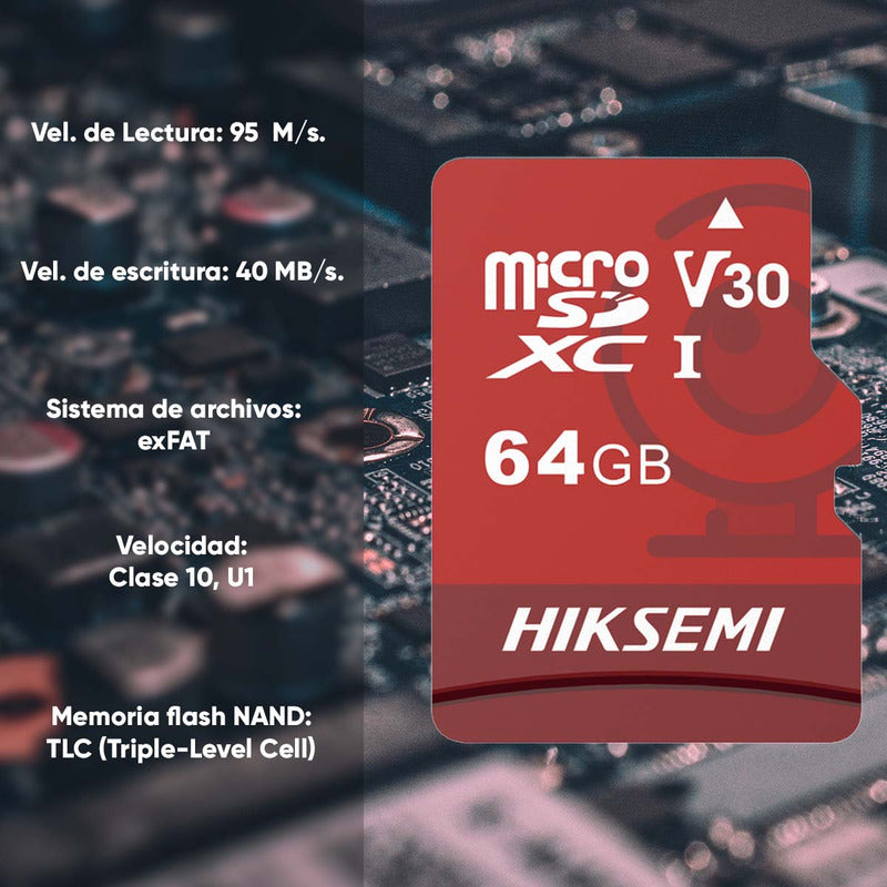 Hikvision Memoria Microsd De Clase 10 64gb Especializada Para Videovigilancia Uso 24/7 Compatibles Con Cámaras Hikvision Y Otras Marcas Modelo Hs-tf-e1/64g