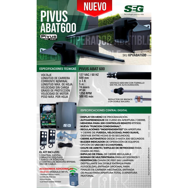 Pistón Seg Pivus Abat 600, 4000n, 600mm, Empotrable