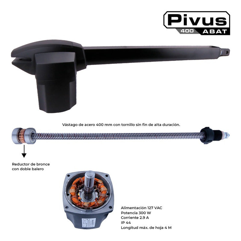 Kit Pivus Abat400 127vac Con Central Y 2 Controles Rtp300