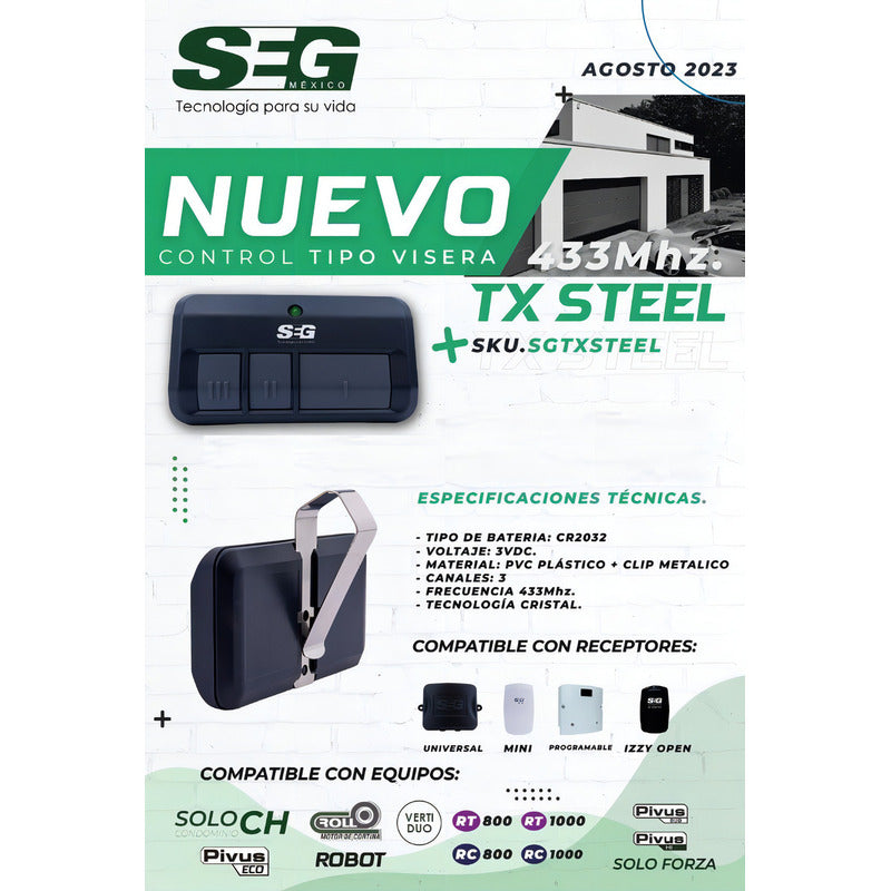 Control Remoto Seg Tx Steel De Visera Tres Botones