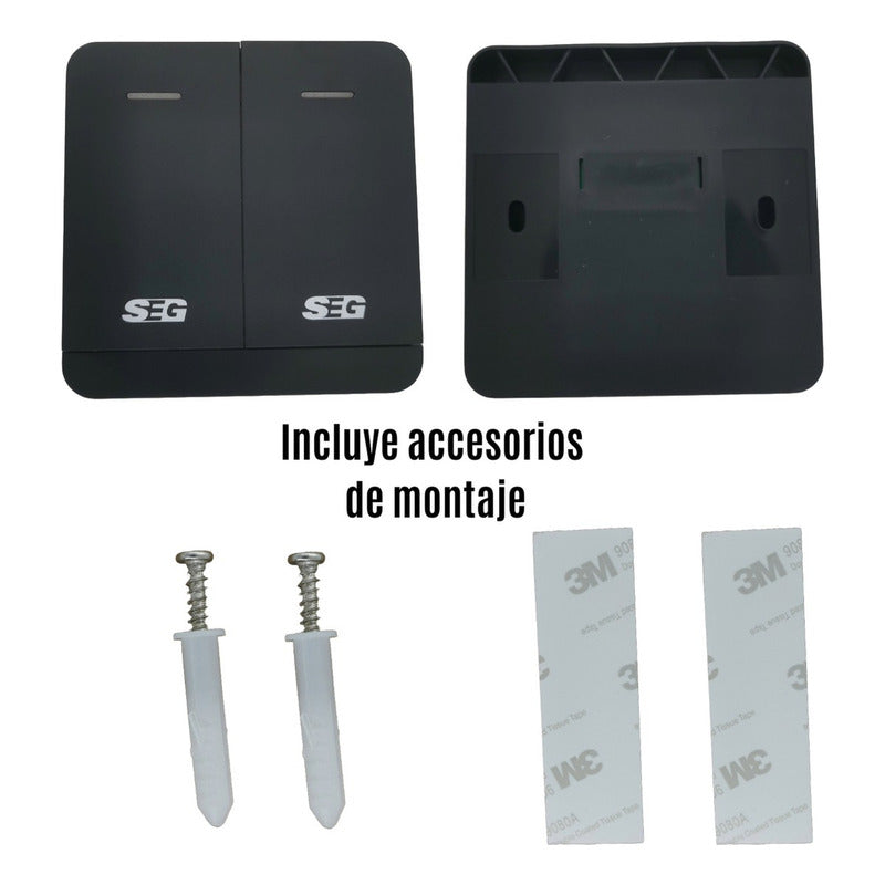 Botón Doble De Pared Inalámbrico Motor Seg Control Remoto